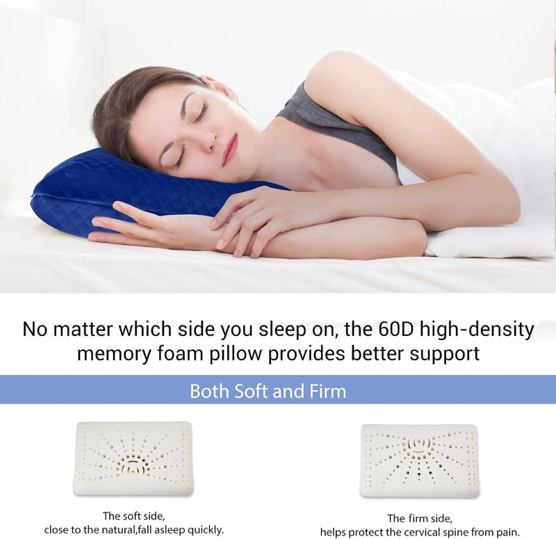 LSFFM Camping Pillow Memory Foam, Easy to Fold, Camping Essentials, Small Travel Pillows with Portable Bag, Hiking Pillow for Backpacking, Anti-Pilling Pillow Cover (Blue) - Image 2